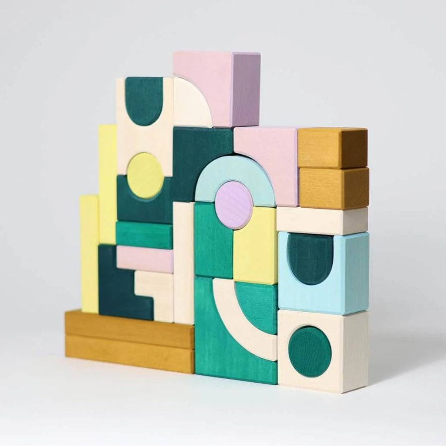 GRIMM'S Bausteine & Bauspielzeug Grimm’s Kleiner Baukasten Movement – Abstrakter Holzbaukasten, ab 1 Jahr