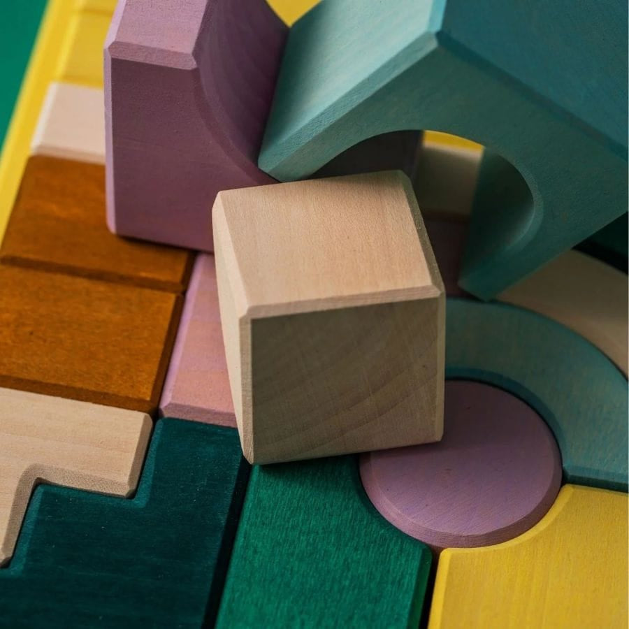 GRIMM'S Bausteine & Bauspielzeug Grimm’s Kleiner Baukasten Movement – Abstrakter Holzbaukasten, ab 1 Jahr