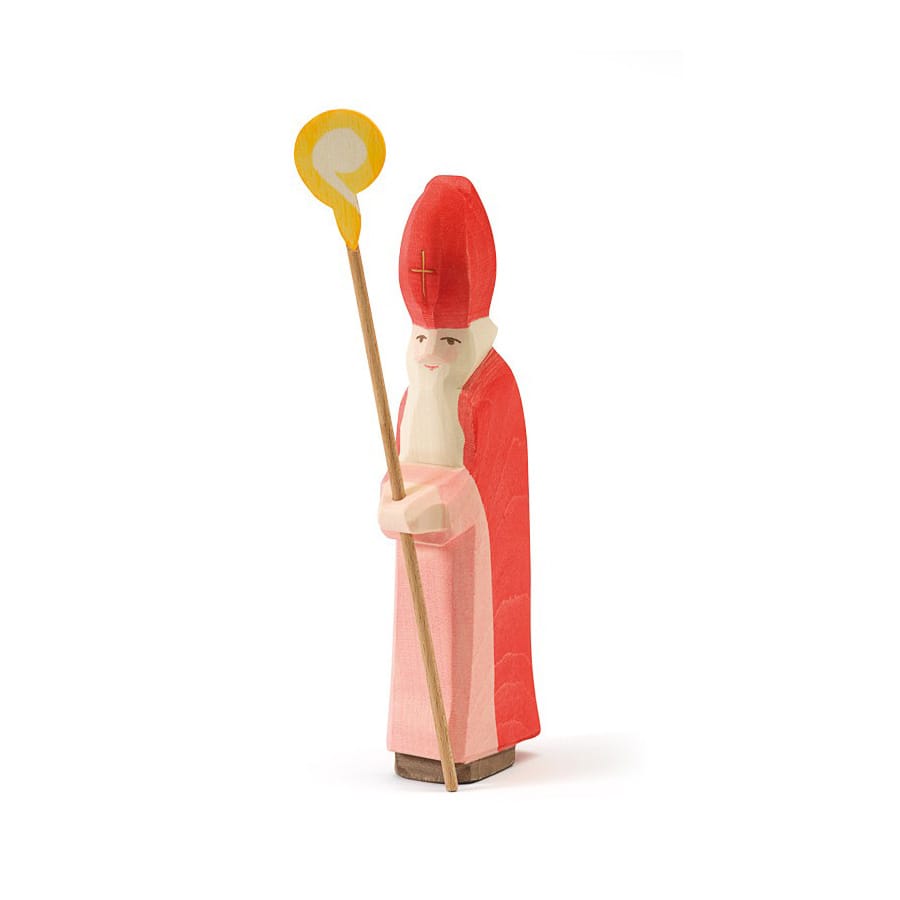 Ostheimer Holzfiguren Ostheimer Weihnachten Ostheimer Sankt Nikolaus mit Stab aus Holz, handgefertigt, ab 3 Jahre