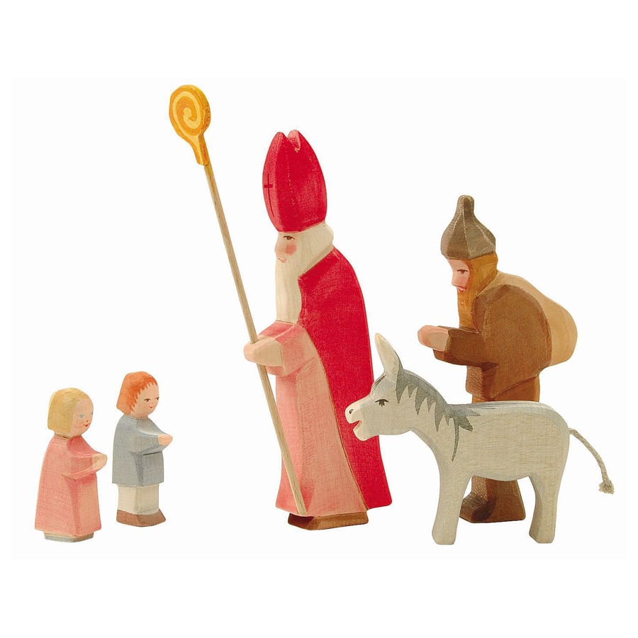 Ostheimer Holzfiguren Ostheimer Weihnachten Ostheimer Sankt Nikolaus mit Stab aus Holz, handgefertigt, ab 3 Jahre