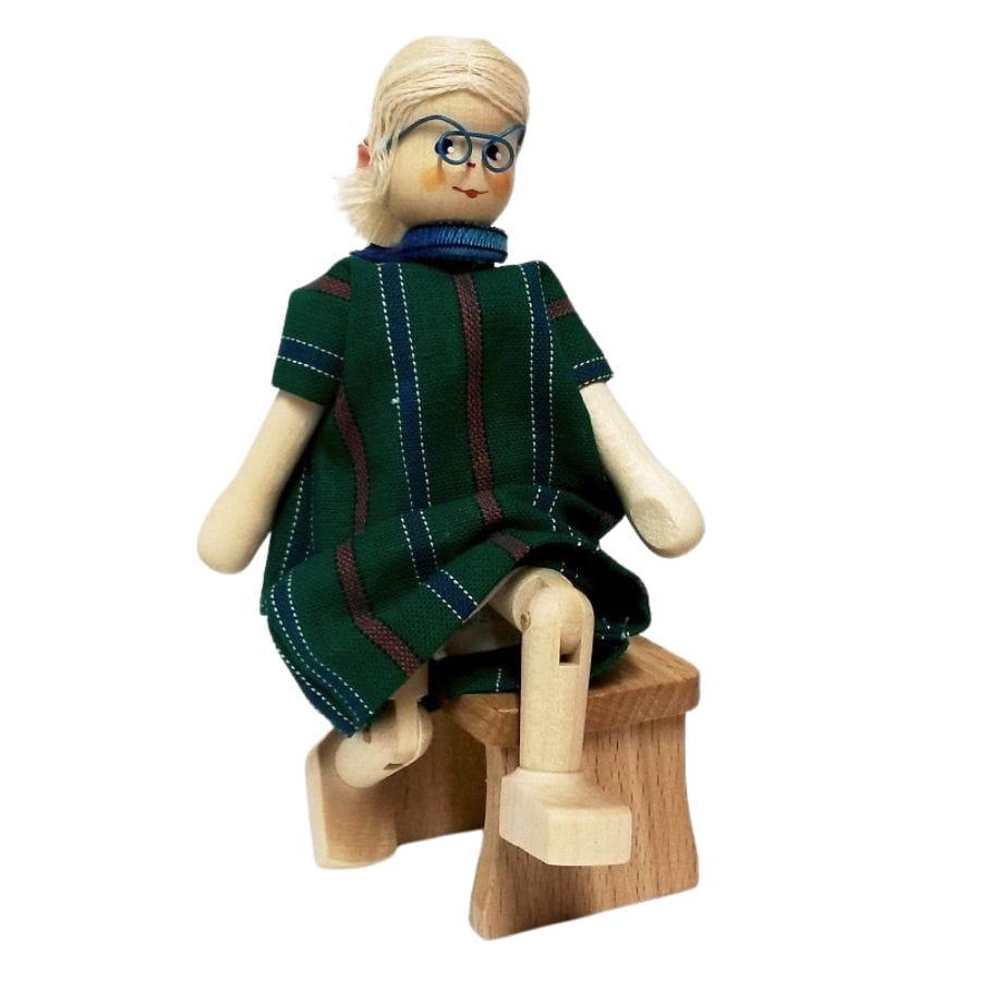 Annedore Krebs Puppen, Spielkombinationen & Spielzeugfiguren Annedore Krebs Püppchen Oma, Kleid grün/blau – Holzfigur Erzgebirge ab 3 Jahre