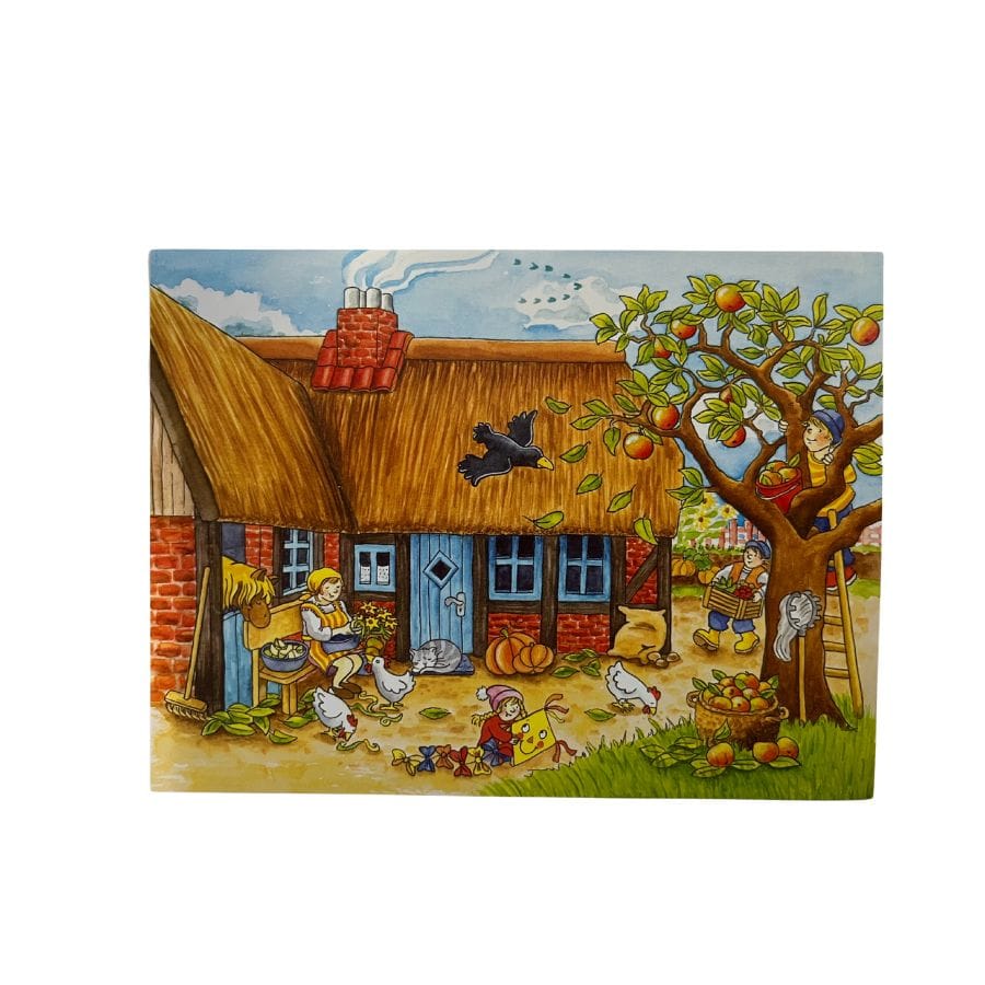 Goki Würfel-Puzzle Goki Würfelpuzzle Bauernhof – Jahreszeiten, 12 Holzwürfel, ab 3 Jahre