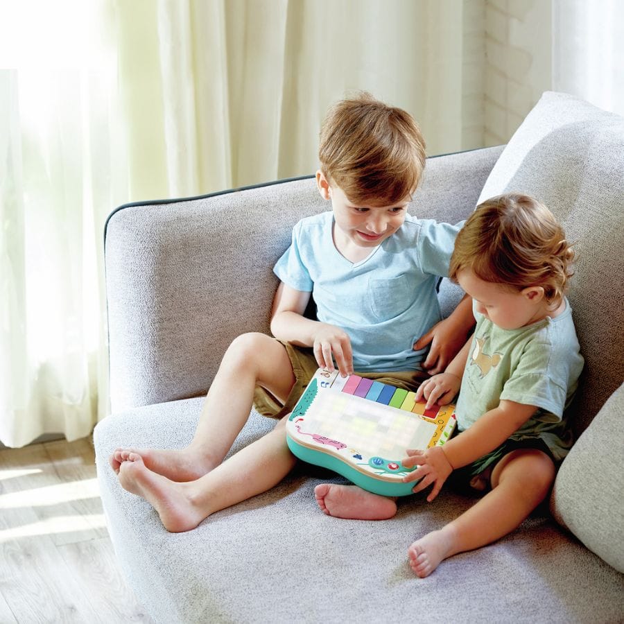 Toynamics Lernspielzeug Hape Pixel Piano – Lern-Klavier für Kinder 1-6 Jahre mit Licht & Tiergeräuschen