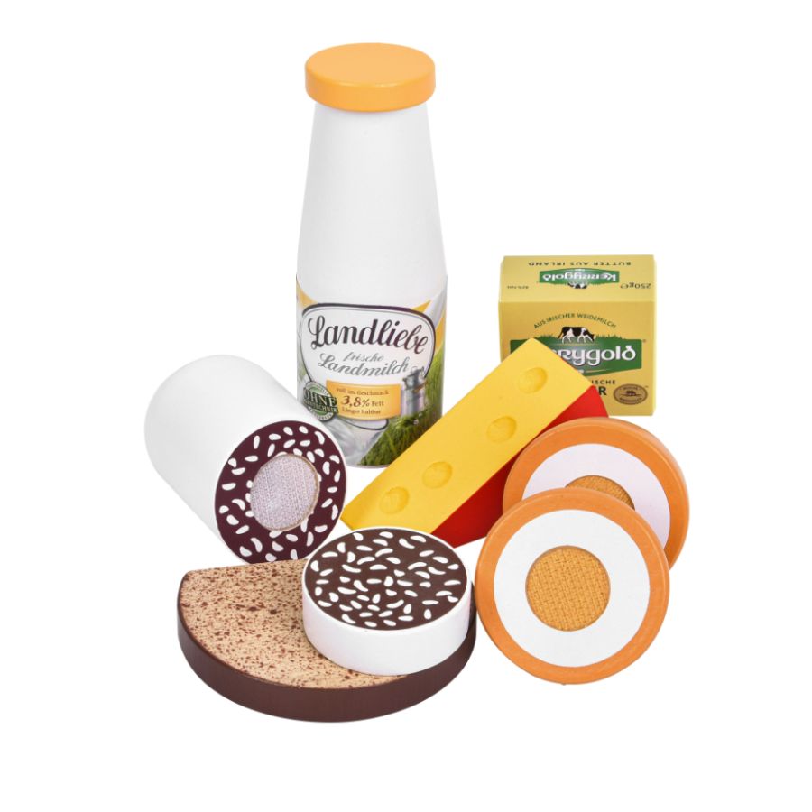 Tanner Picknick-Set aus Holz mit 6 Lebensmitteln & Baumwollsäckchen – Kaufladen & Rollenspiel, ab 18 Monaten