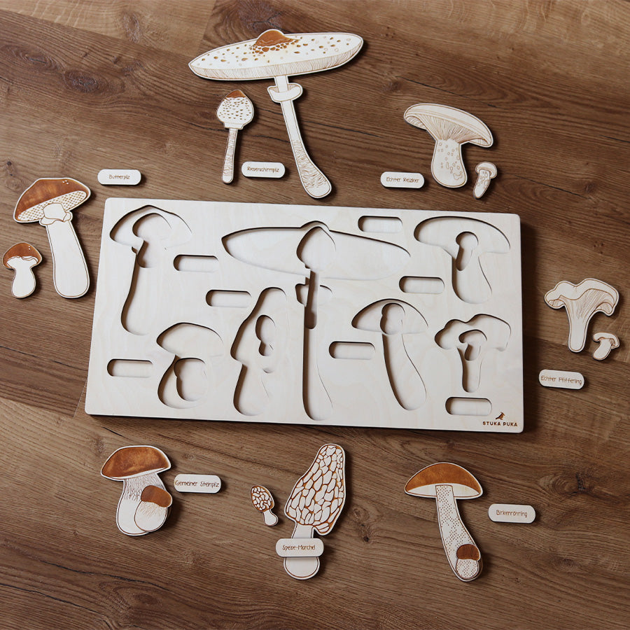 Speisepilze Holzpuzzle Einzelteile von Stuka Puka