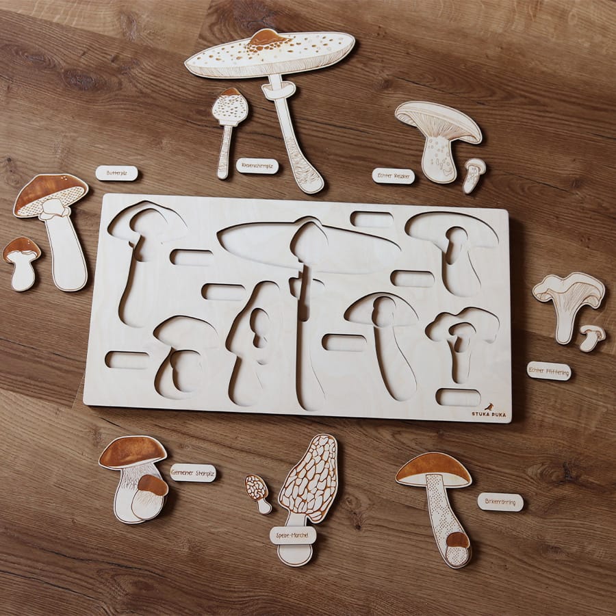 Stuka Puka Lernspielzeug Holzpuzzle "Pilze"
