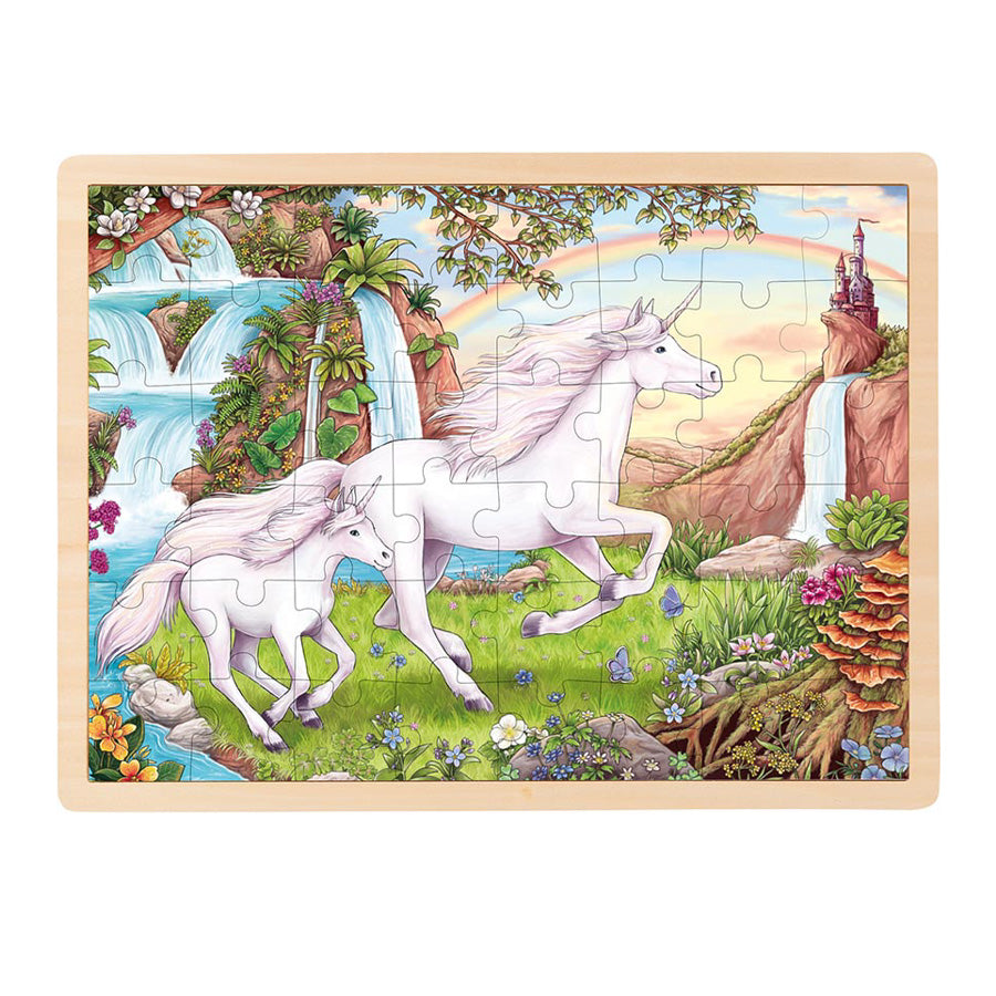 Einlegepuzzle aus Holz Einhorn goki 57366