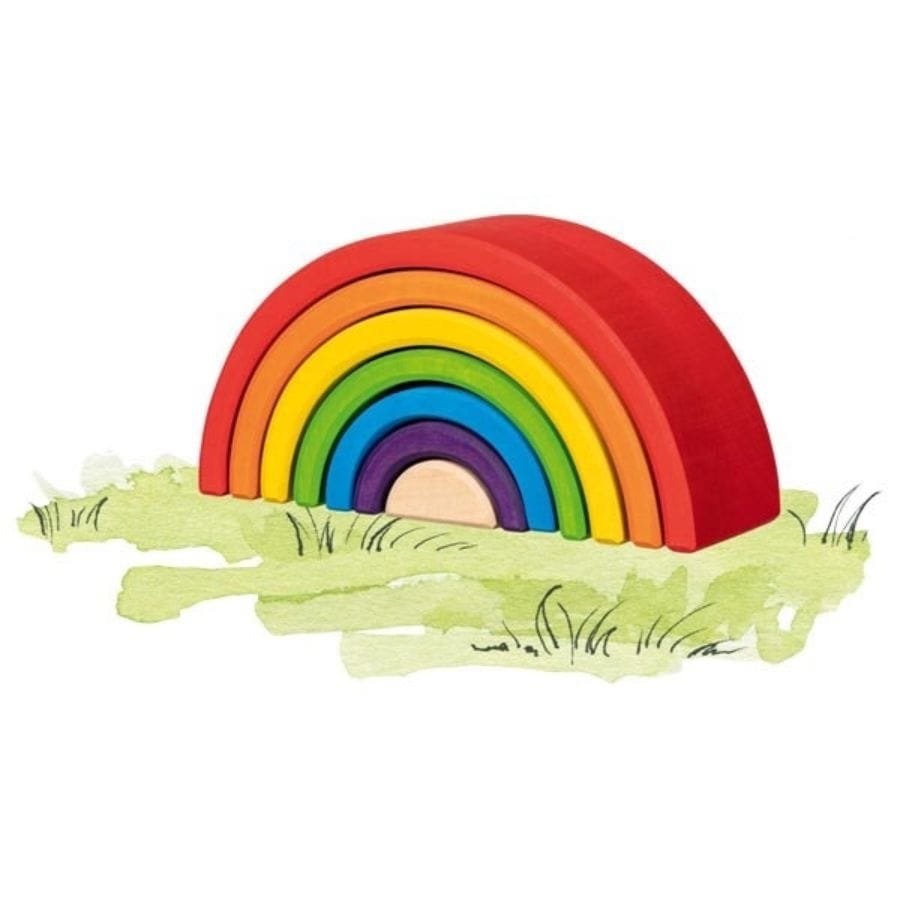 Goki Sortier-, Stapel- & Steckspielzeug Bausteine „Kleiner Regenbogen“ – goki evolution, aus Holz, ab 2 Jahre
