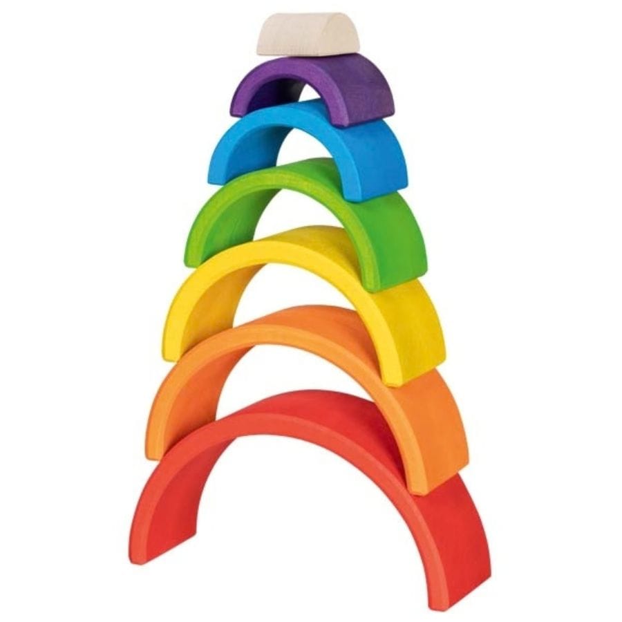 Goki Sortier-, Stapel- & Steckspielzeug Bausteine „Kleiner Regenbogen“ – goki evolution, aus Holz, ab 2 Jahre