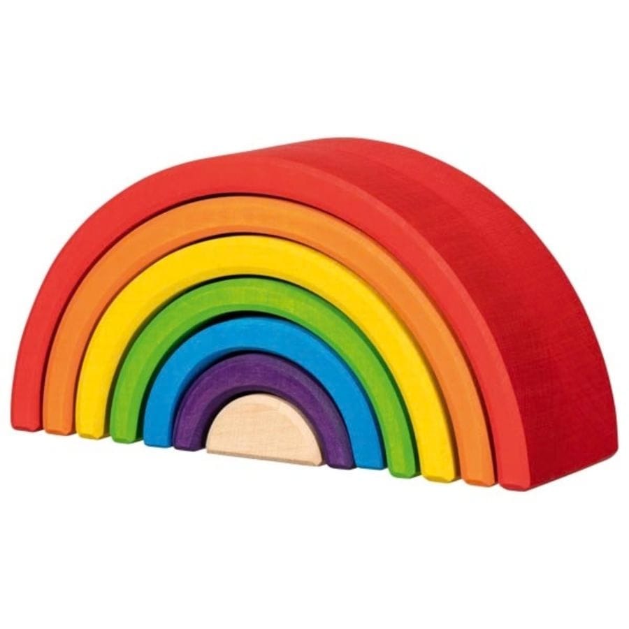 Goki Sortier-, Stapel- & Steckspielzeug Bausteine „Kleiner Regenbogen“ – goki evolution, aus Holz, ab 2 Jahre