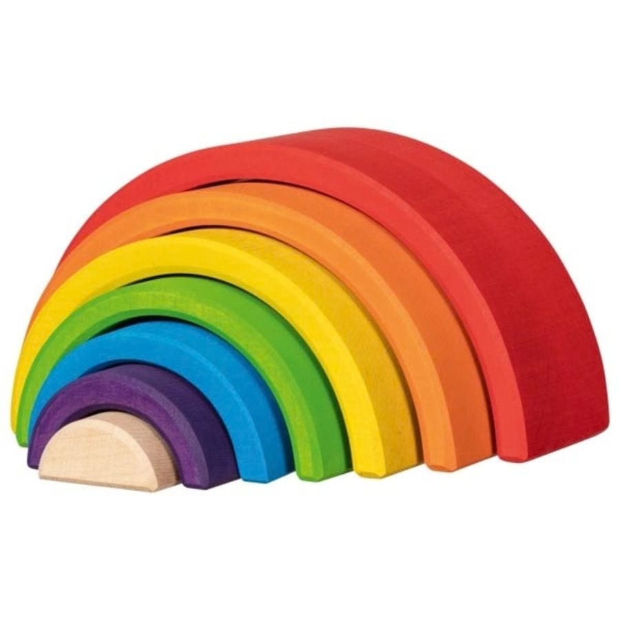 Goki Sortier-, Stapel- & Steckspielzeug Bausteine „Kleiner Regenbogen“ – goki evolution, aus Holz, ab 2 Jahre