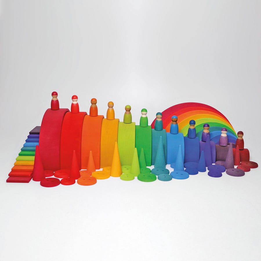 GRIMM'S Action- & Spielzeugfiguren Grimm's Regenbogenfreunde aus Holz, Made in Germany, ab 1 Jahr