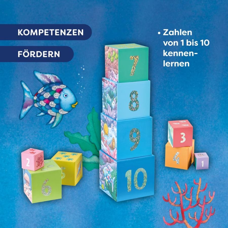 haba Bausteine & Bauspielzeug HABA Stapelturm Glitzer – Der Regenbogenfisch – Stapelspiel ab 1 Jahr