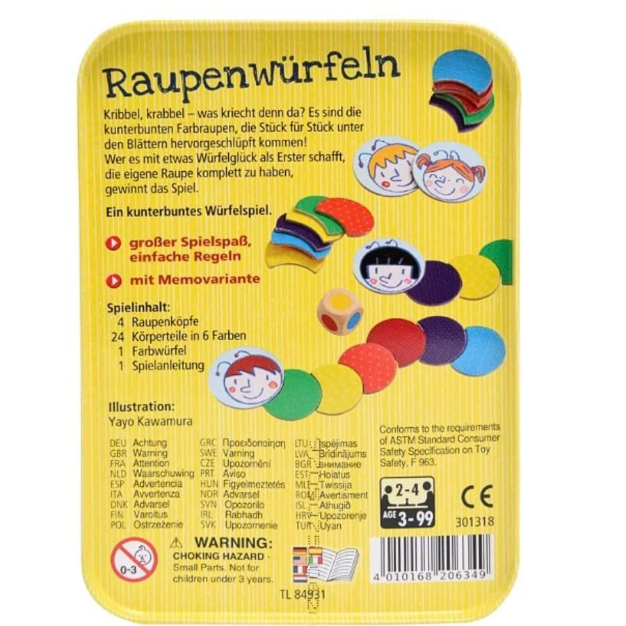 HABA Lernspielzeug HABA Raupenwürfeln – Farbenfrohes Würfelspiel für Kinder, ab 3 Jahre