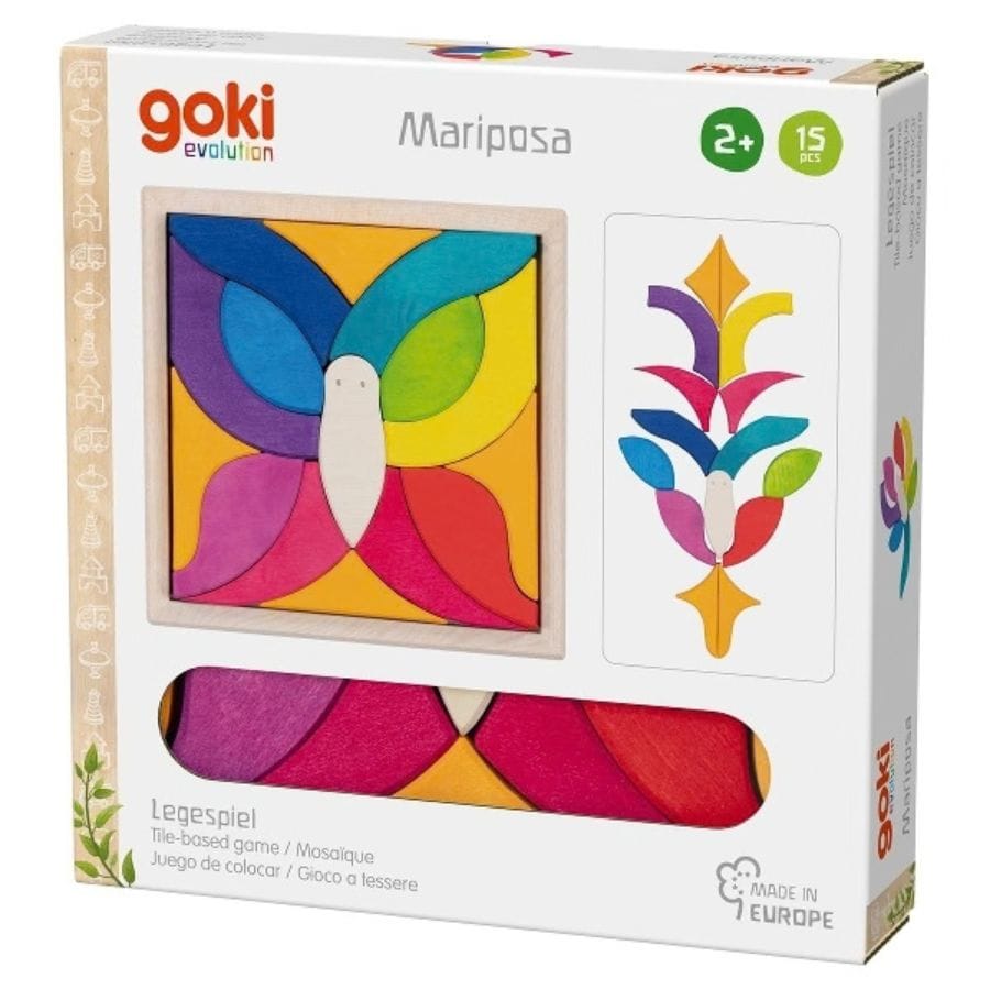 Goki Legespiele goki Legespiel Schmetterling Mariposa aus Holz – Kreatives Puzzle ab 2 Jahren