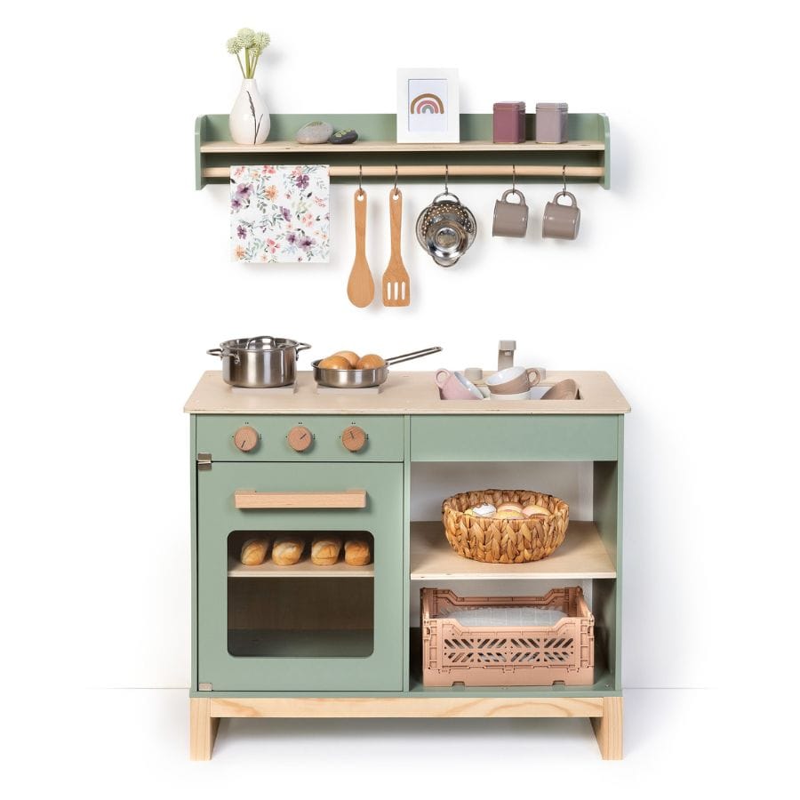 Musterkind Kinderküche Grün Musterkind Spielküche Magnolia weiß/natur – Skandinavische Kinderküche aus Holz ab 3 Jahren