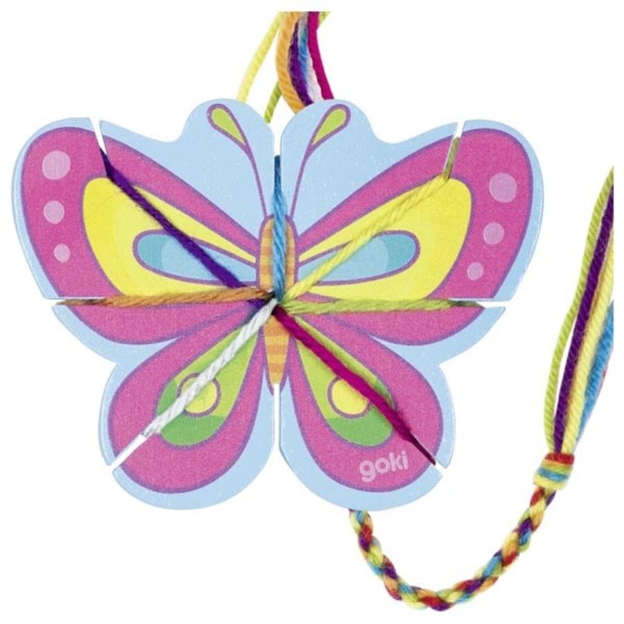 Goki Kunst- & Bastelsets Schmetterling Goki Strickblume & Strickschmetterling – Holz-DIY-Spielzeug ab 4 Jahren