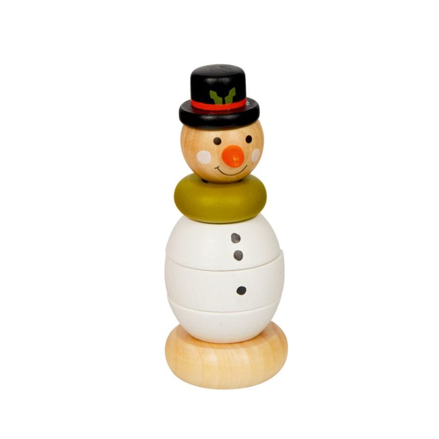 Spiegelburg Sortier-, Stapel- & Steckspielzeug Weiß Spiegelburg Holz-Stapelfigur „Wintertiere im Weihnachtswald“ – ab 12 Monate