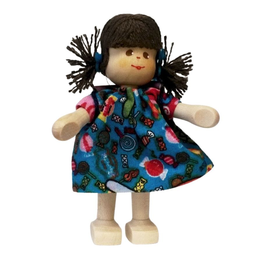 Annedore Krebs Puppen, Spielkombinationen & Spielzeugfiguren Annedore Krebs Püppchen Mädchen mit Schulranzen, braunes Haar – Erzgebirge, Holzfigur ab 3 Jahre