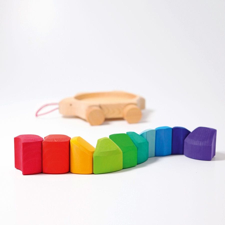 GRIMM'S Nachzieh-Spielzeug Grimm’s Regenbogen-Schildkröte – Ziehspielzeug & Stapelbausteine ab 1 Jahr