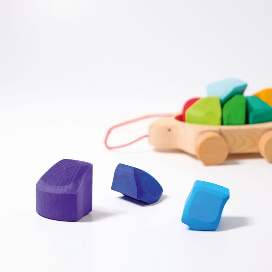 GRIMM'S Nachzieh-Spielzeug Grimm’s Regenbogen-Schildkröte – Ziehspielzeug & Stapelbausteine ab 1 Jahr