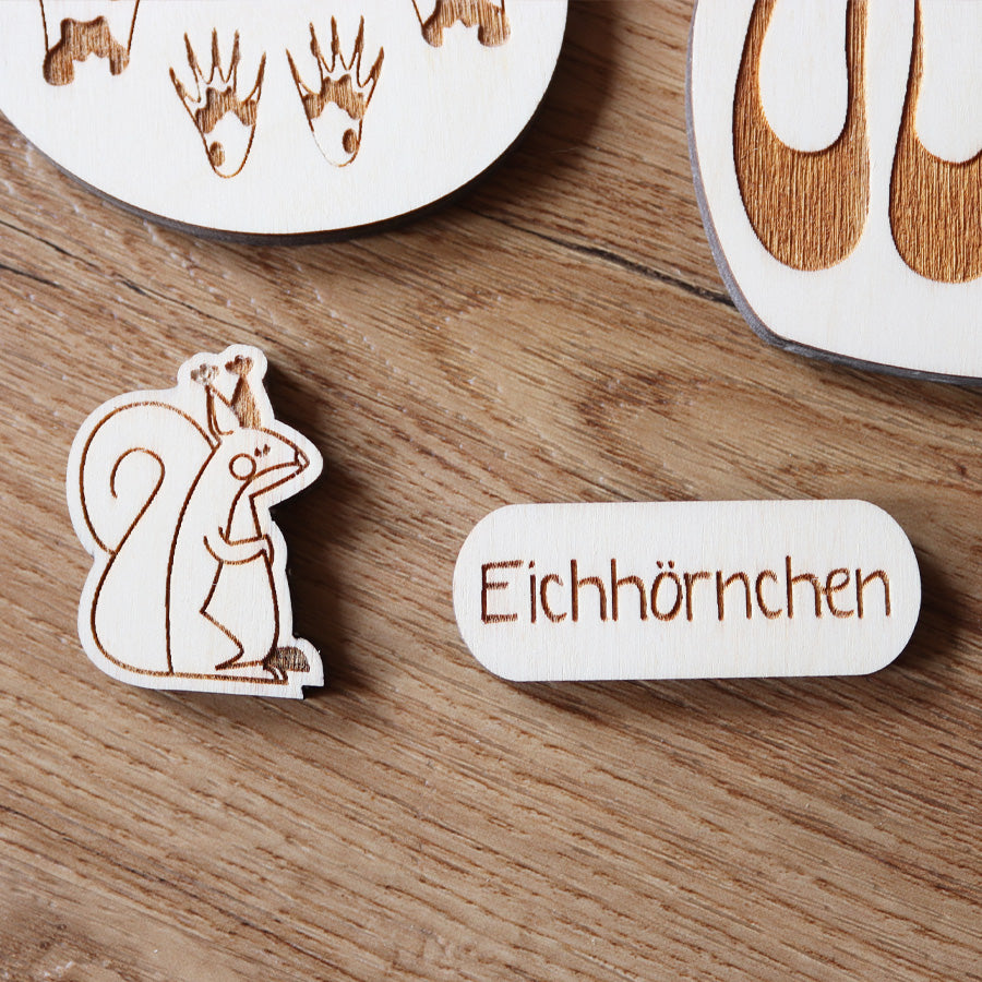Eichhörnchen Puzzle-Teil mit Beschriftung Holzpuzzle von Stuka Puka