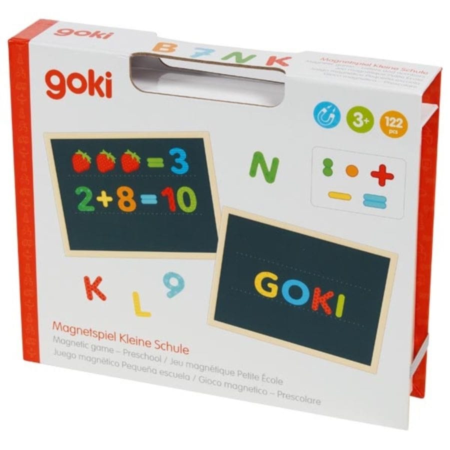 Goki ABC-Lernspielzeuge Goki Magnetspiel „Kleine Schule“ – Lesen, Schreiben & Rechnen lernen, ab 3 Jahre