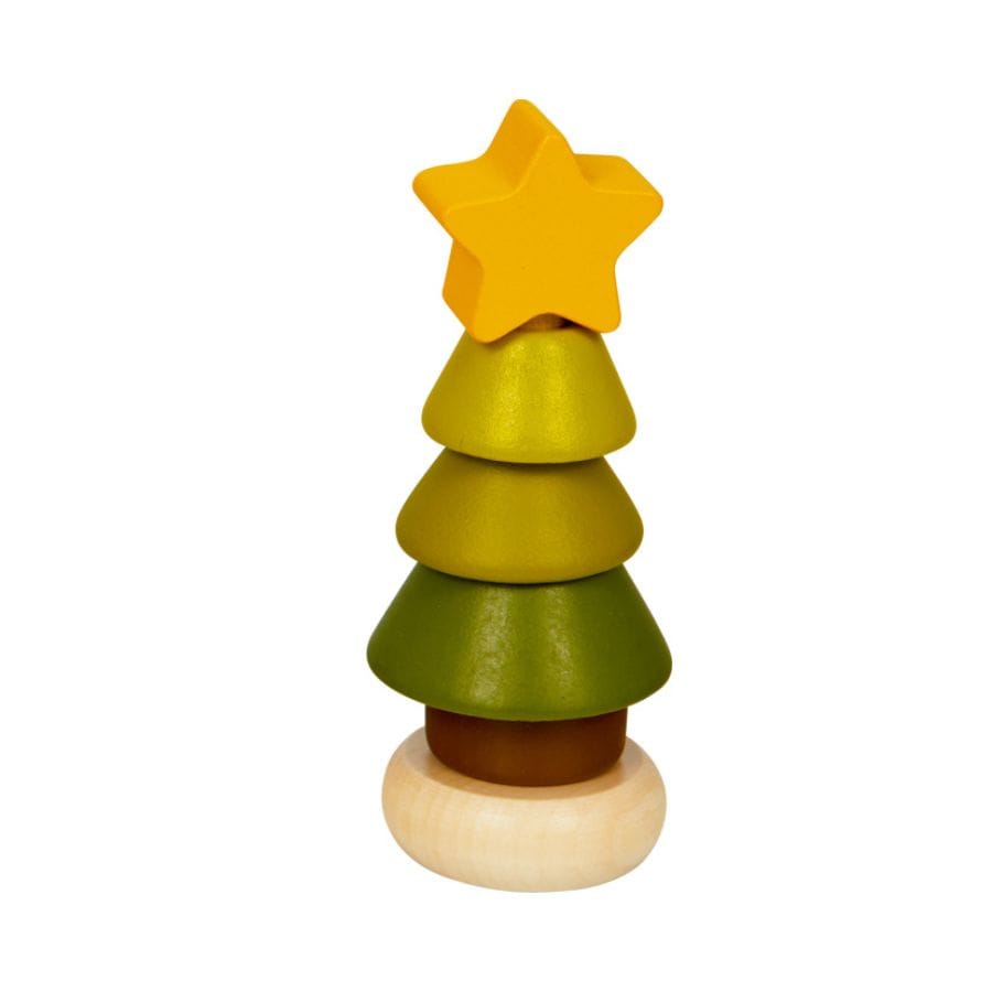 Spiegelburg Sortier-, Stapel- & Steckspielzeug Grün Spiegelburg Holz-Stapelfigur „Wintertiere im Weihnachtswald“ – ab 12 Monate
