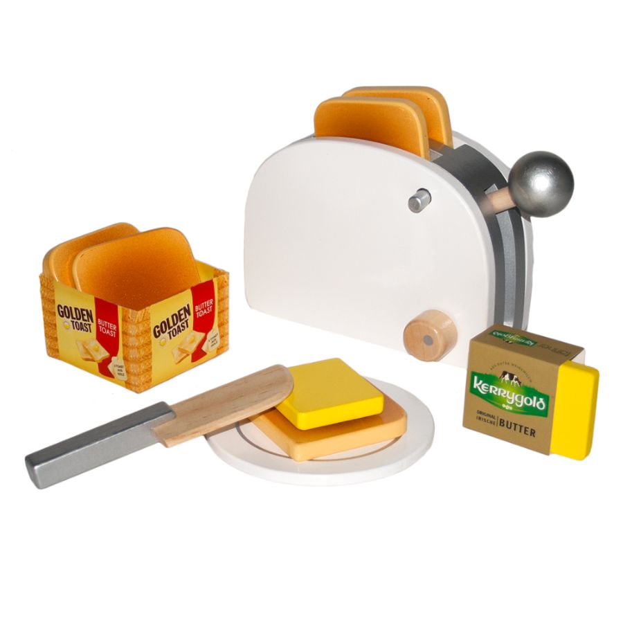 Tanner Golden Toast Holz-Frühstücksset – Spielküche & Rollenspiel ab 3 Jahren
