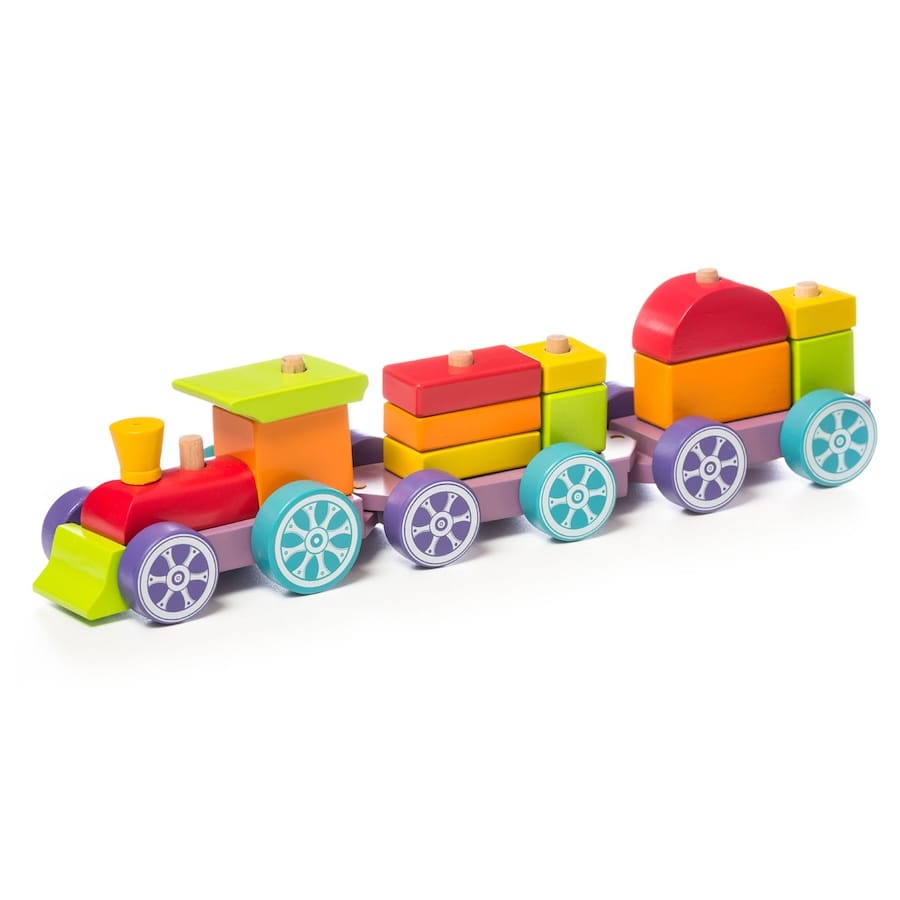 Cubika Holzfahrzeug Holzzug Regenbogen