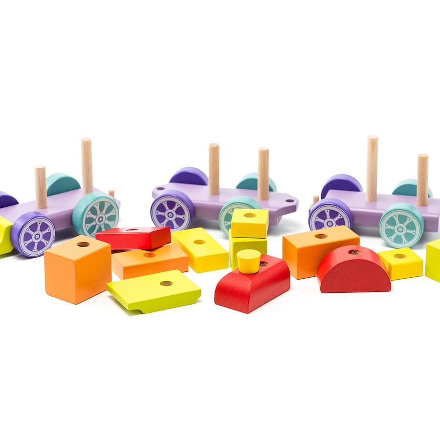 Cubika Holzfahrzeug Holzzug Regenbogen