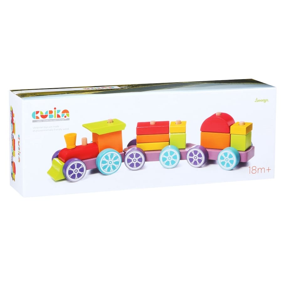 Cubika Holzfahrzeug Holzzug Regenbogen