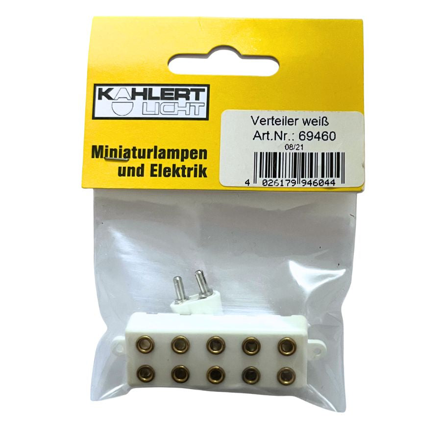 Verteiler weiß – 5 Steckplätze für Puppenhaus-Elektrik (3,5 V) Kahlert, ab 3 Jahre