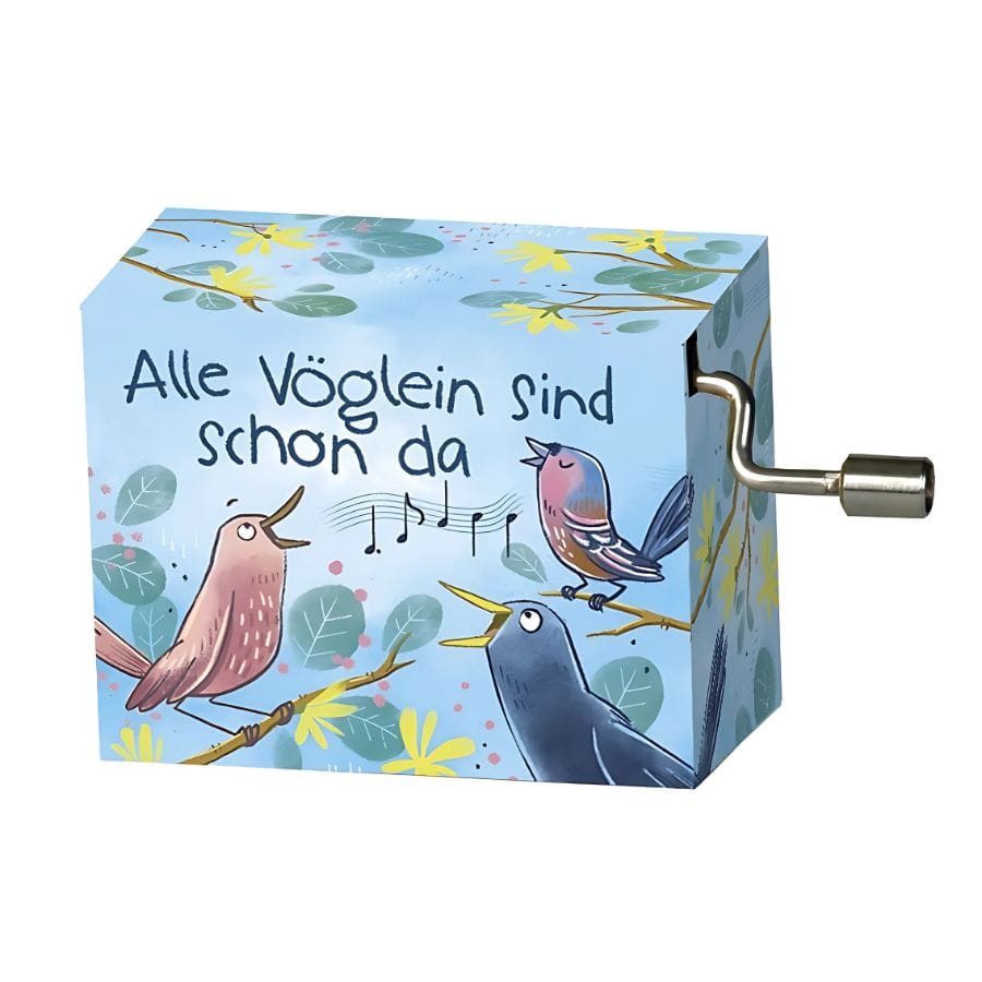 Fridolin Spieluhr Kurbelspieldose "Alle Vöglein sind schon da", Spieluhr auf Resonanzholz