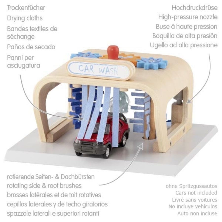 goki Waschanlage „PowerClean“ – Holz-Waschanlage mit drehbaren Bürsten, ab 3 Jahre