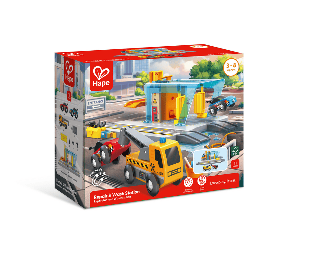 Hape Züge & Eisenbahnsets Hape Reparatur- und Waschstation ab 3 Jahre – Autowerkstatt