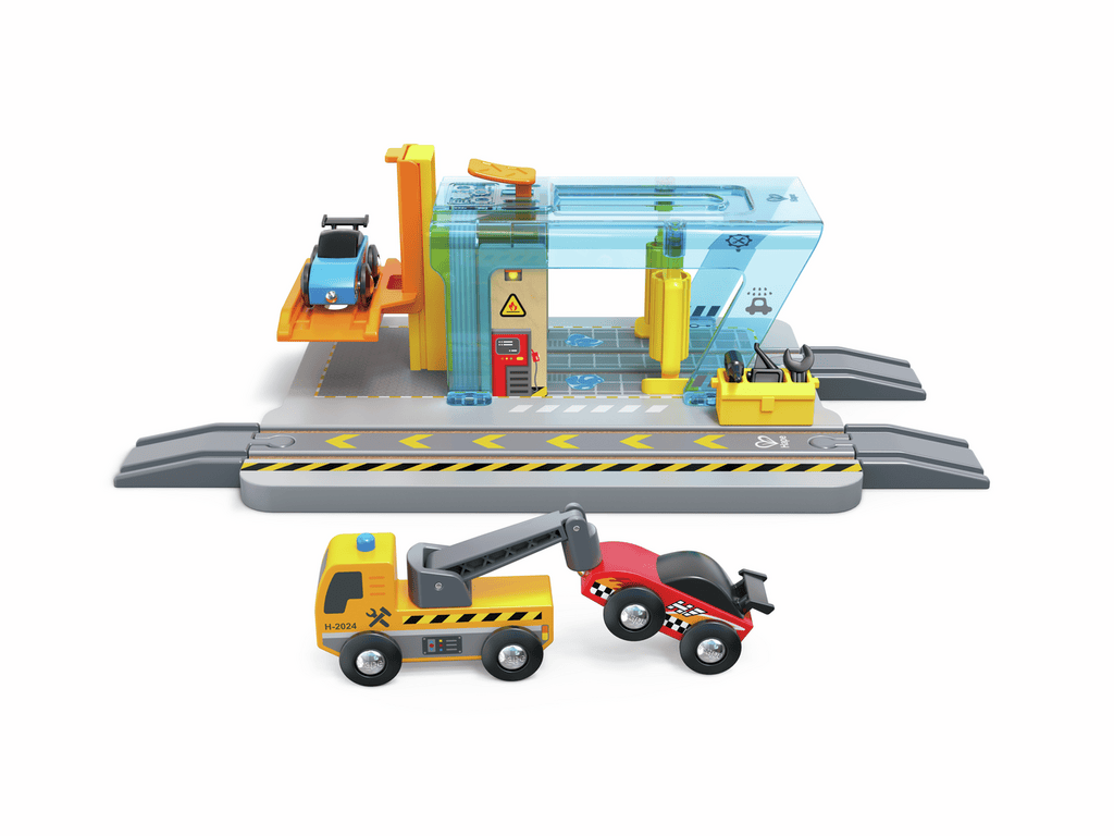 Hape Züge & Eisenbahnsets Hape Reparatur- und Waschstation ab 3 Jahre – Autowerkstatt