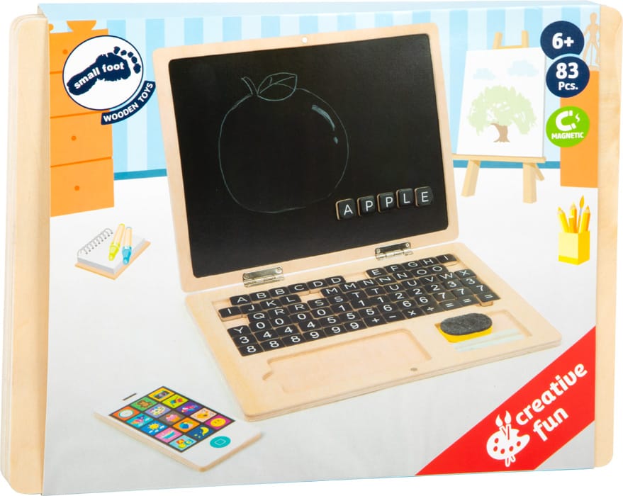 Legler Lernspielzeug Holz-Laptop mit Magnettafel