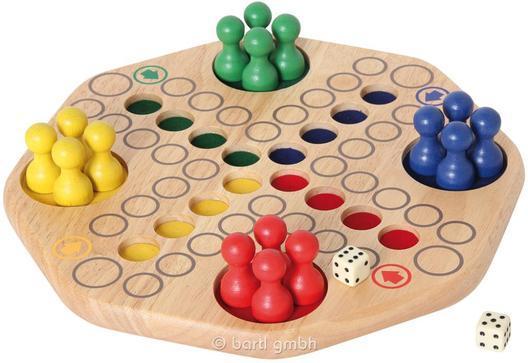 Bartl Gesellschaftsspiel Ludo Holzspiel mit großen Holzspielfiguren – Klassisches Brettspiel für die Familie