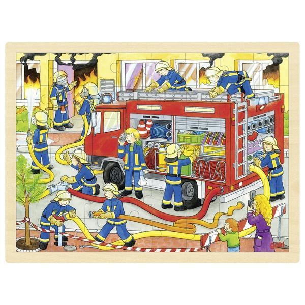 Goki Einlegepuzzle "Feuerwehreinsatz" 48 Teile, ab 4 Jahre