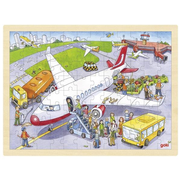 Goki Puzzle Einlegepuzzle "Auf dem Flughafen" 96 Teile