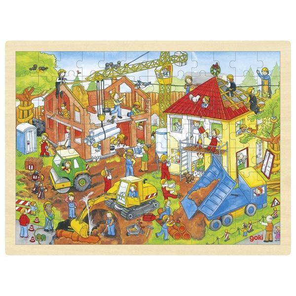 Goki Puzzle Einlegepuzzle "Baustelle" 96 Teile