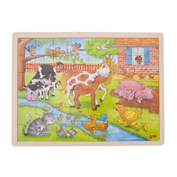 Goki Puzzle Einlegepuzzle Leben auf dem Bauernhof, 48 Teile