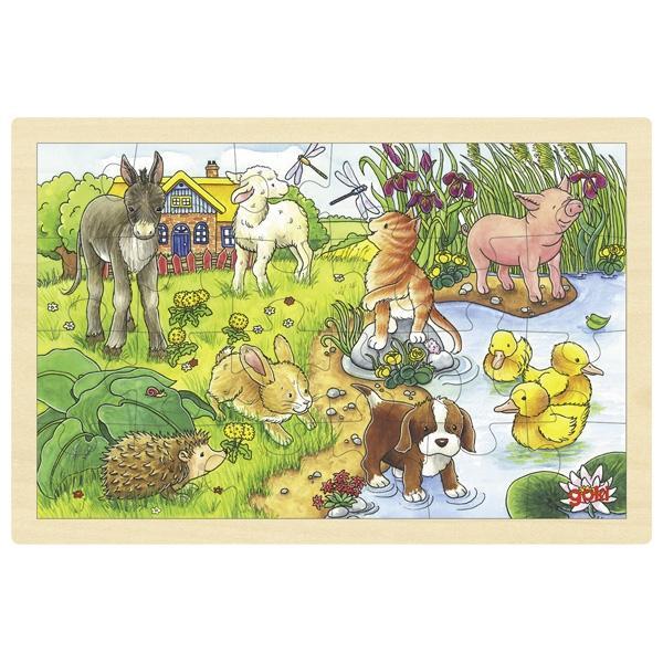 Goki Puzzle Einlegepuzzle Tierkinder II, 24 Teile