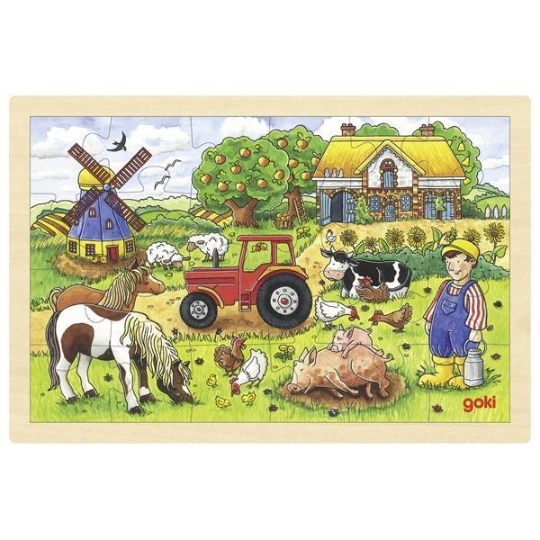Goki Puzzle Einlegepuzzle "Müllers Farm" aus Holz 24 Teile