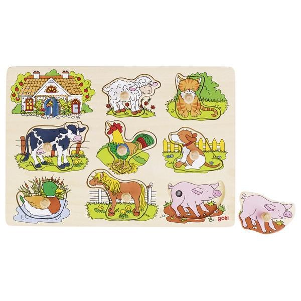 Goki Soundpuzzle Holzpuzzle Soundpuzzle Bauernhof mit Tierstimmen