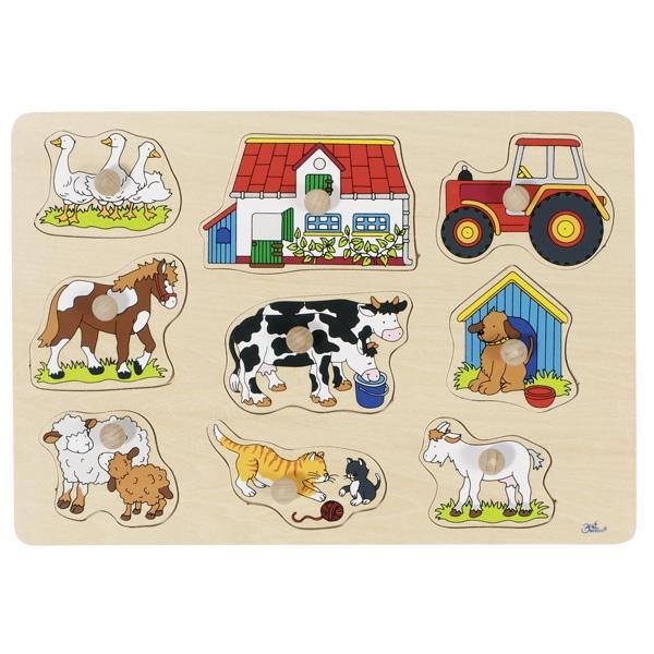 Goki Holzsteckpuzzle Steckpuzzle Bauernhof 9 Teile