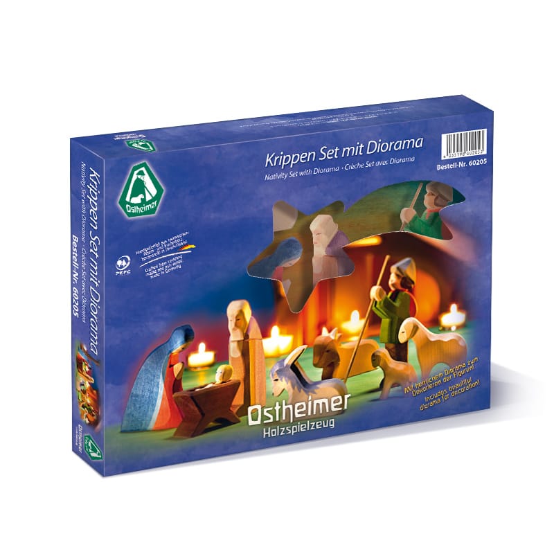 Ostheimer Holzfiguren Ostheimer Weihnachten Ostheimer Krippenset mit Diorama 11-teilig, Figuren aus Holz, ab 3 Jahre