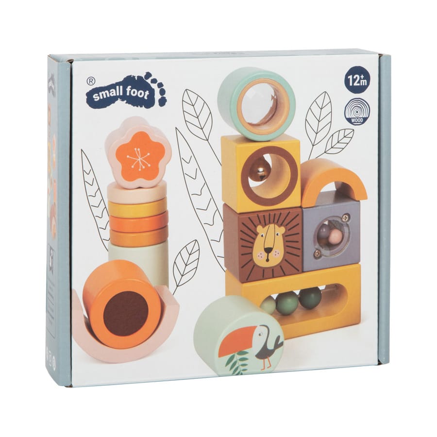 Legler Bausteine & Bauspielzeug Small foot Entdeckerbausteine Safari aus Holz, ab 12 Monate