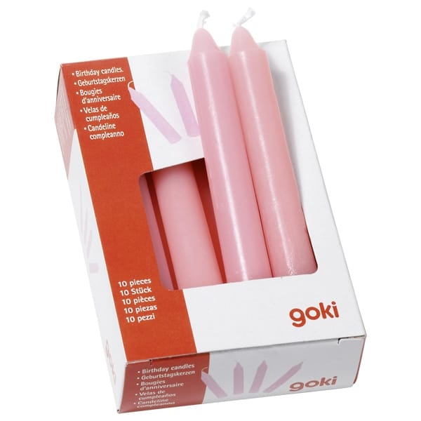 Goki Kerzen Rosa Geburtstagskerzen 10 Stück blau, rosa oder weiß